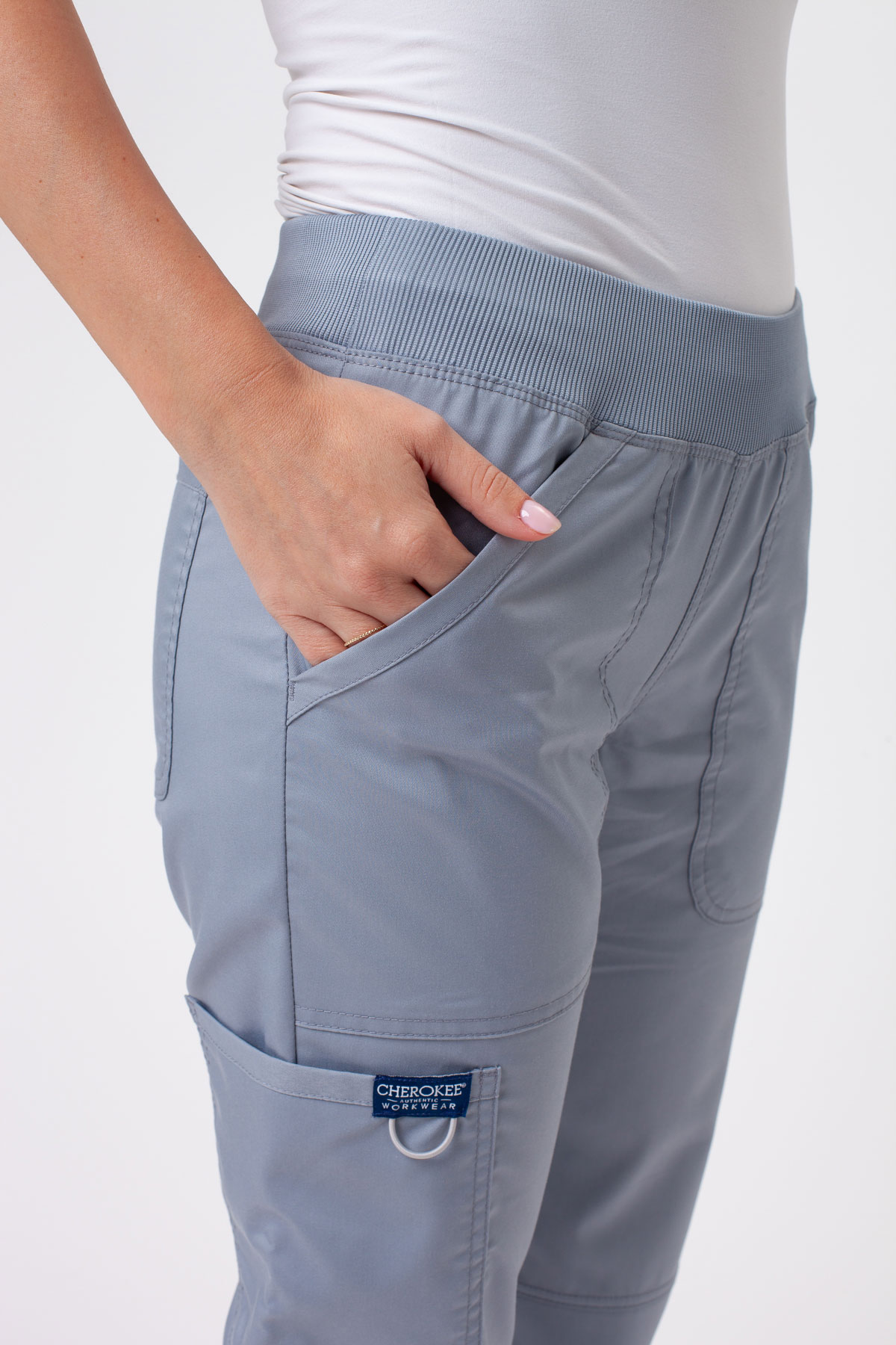 Spodnie medyczne damskie Cherokee Revolution Straight Leg popielate-3