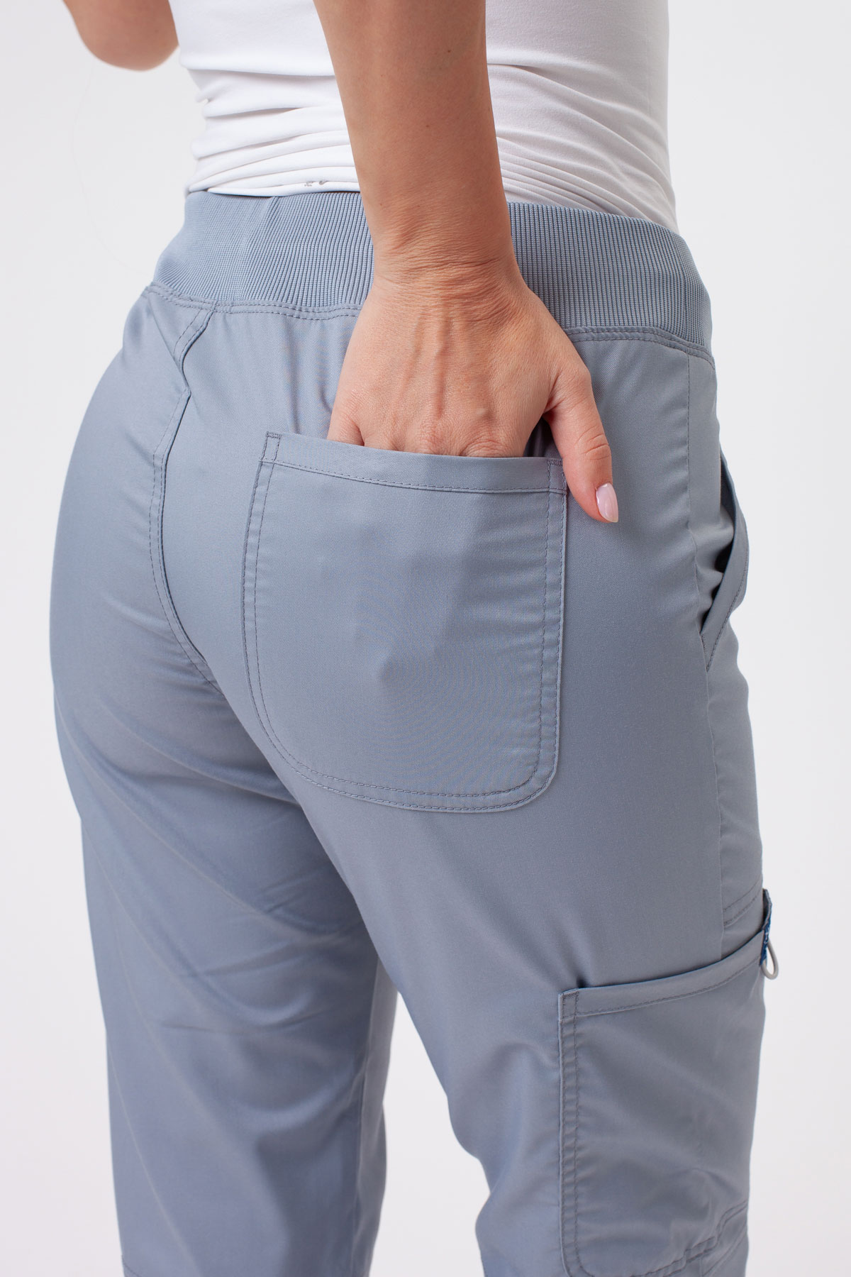 Spodnie medyczne damskie Cherokee Revolution Straight Leg popielate-4