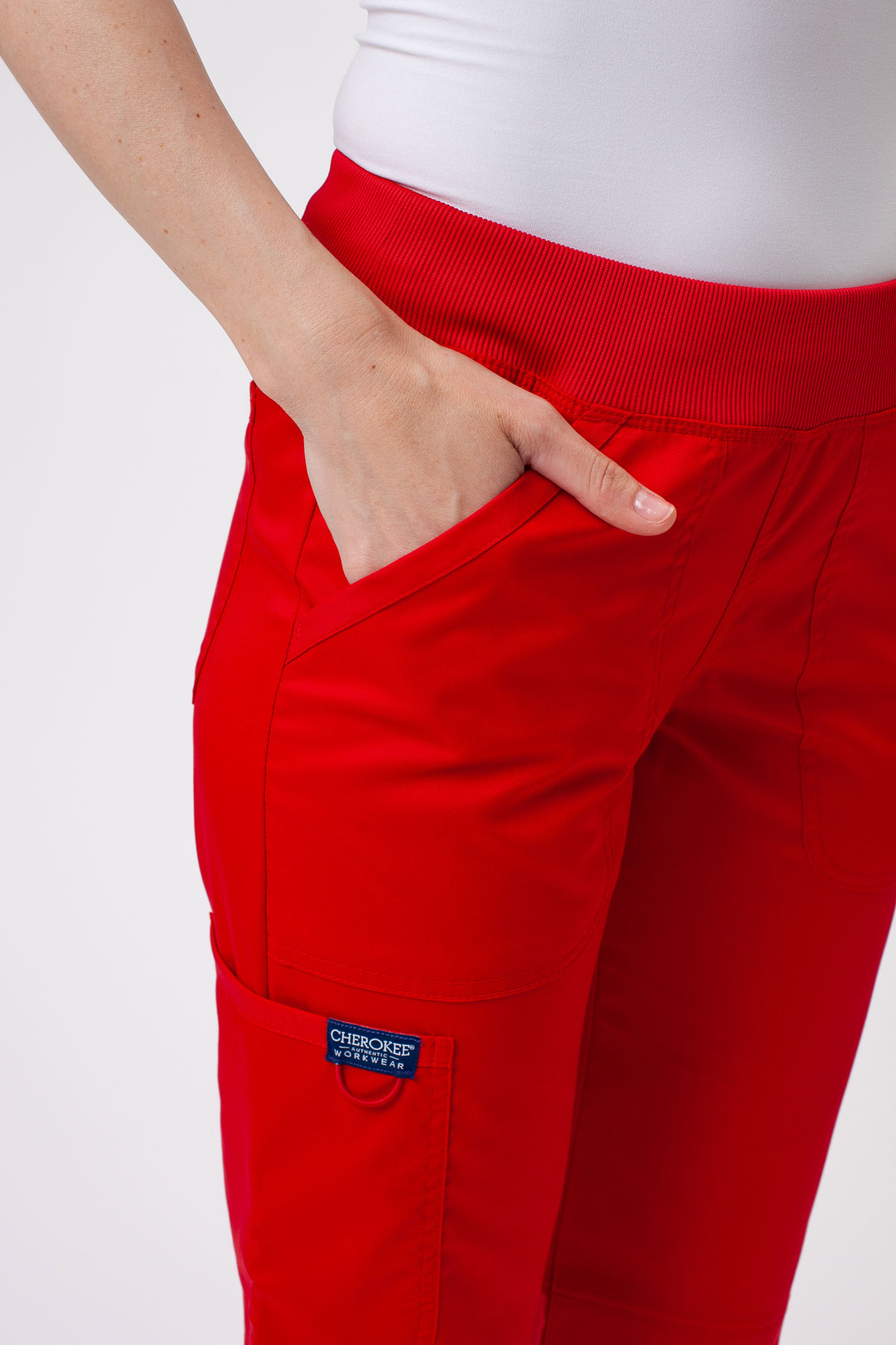 Spodnie medyczne damskie Cherokee Revolution Straight Leg czerwone-2