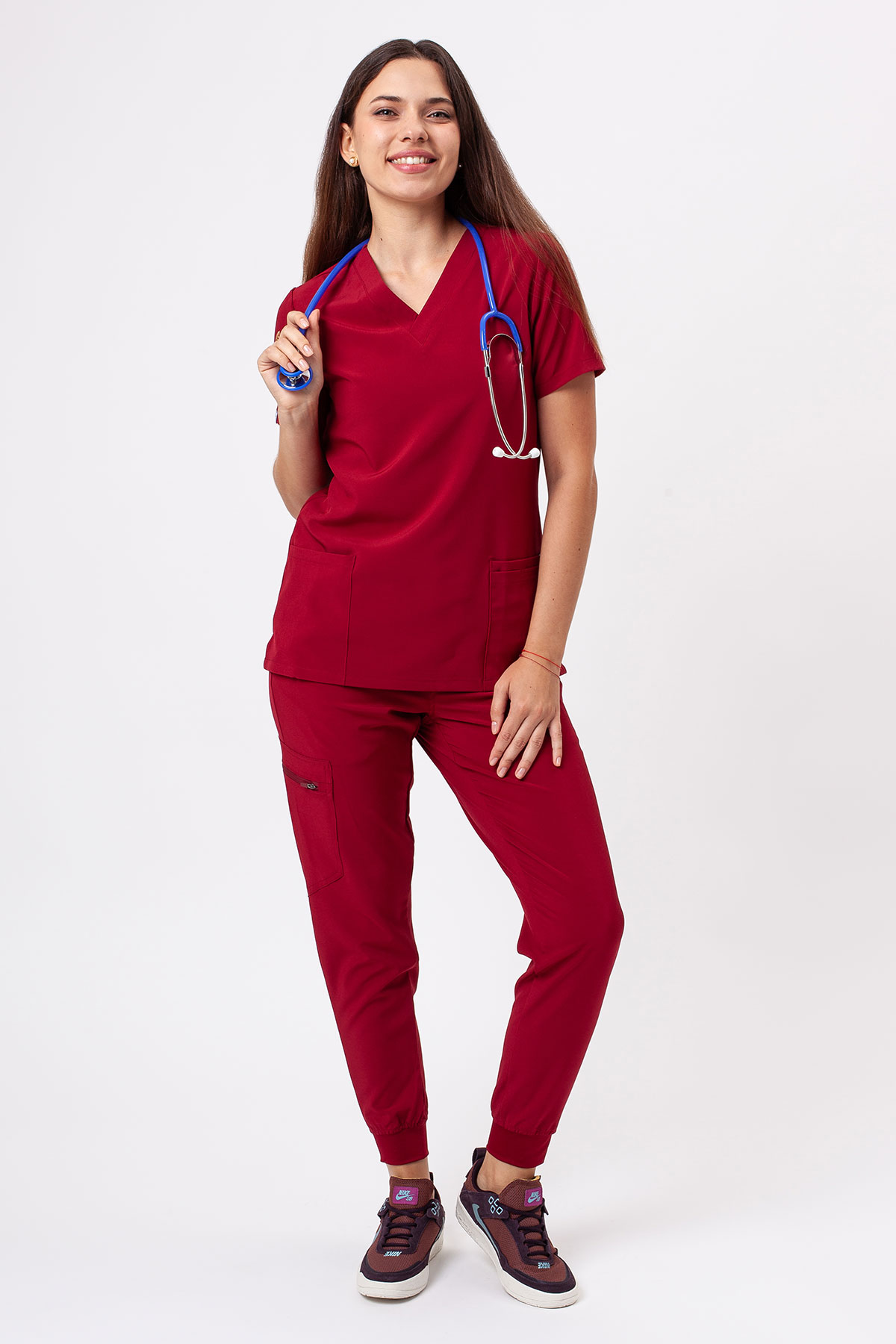 Bluza medyczna damska Sunrise Move Pulse burgundowa-4