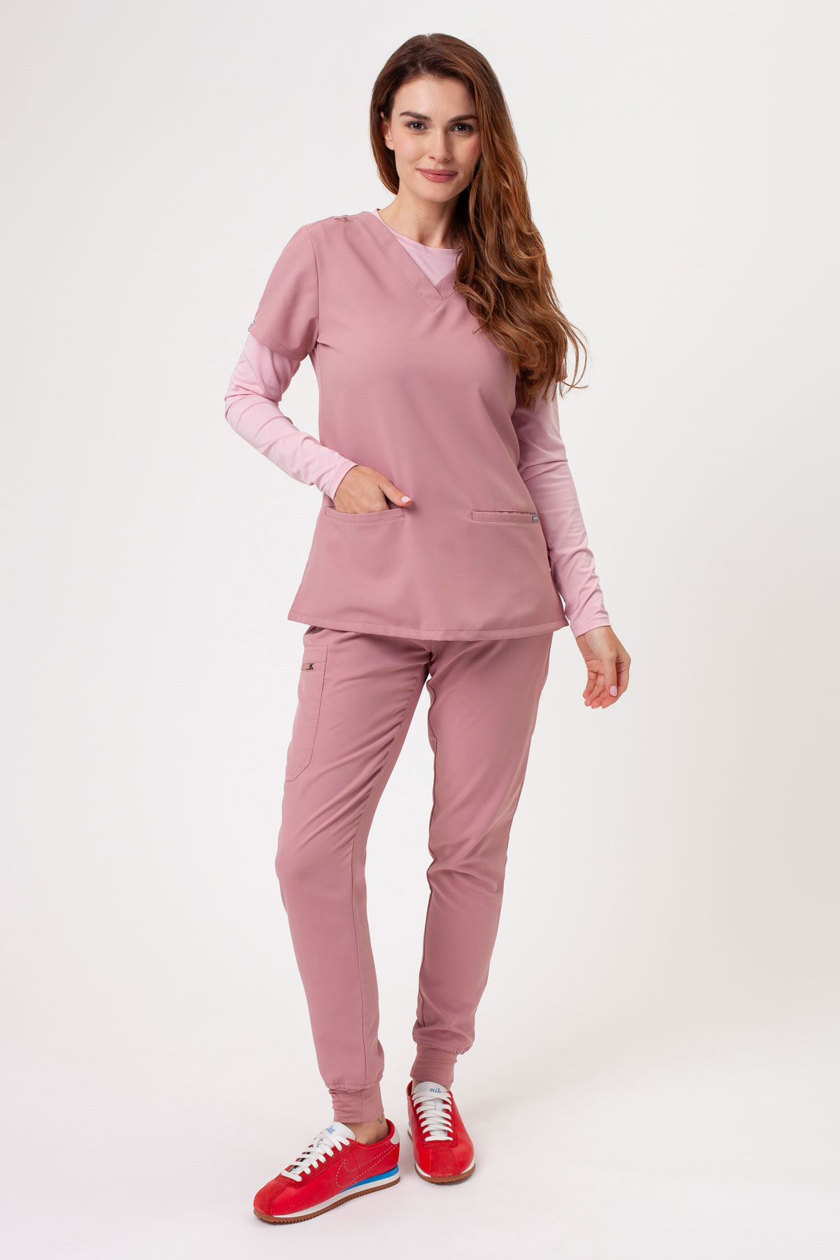 Spodnie medyczne damskie Sunrise Lite Fit jogger pastelowy róż-7