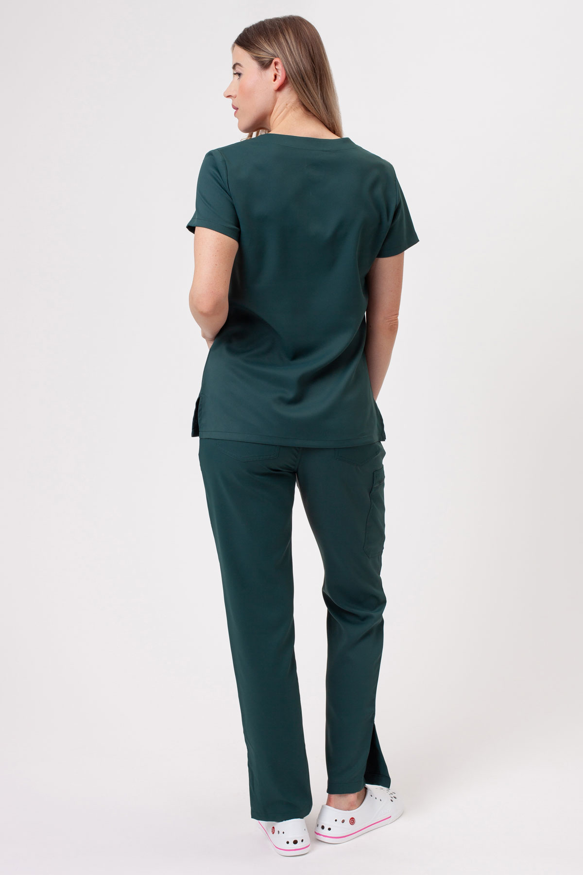 Komplet medyczny damski Sunrise Lite Split butelkowa zieleń-1