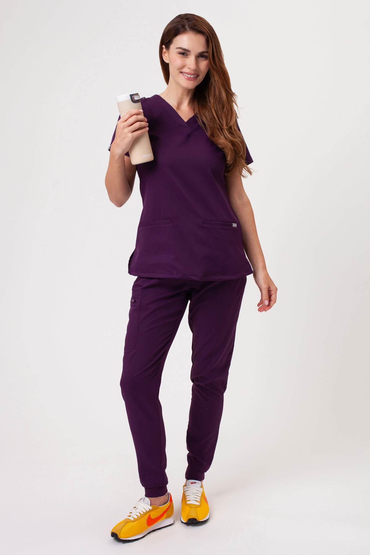 Komplet medyczny damski Sunrise Lite Fit jogger bakłażanowy-14