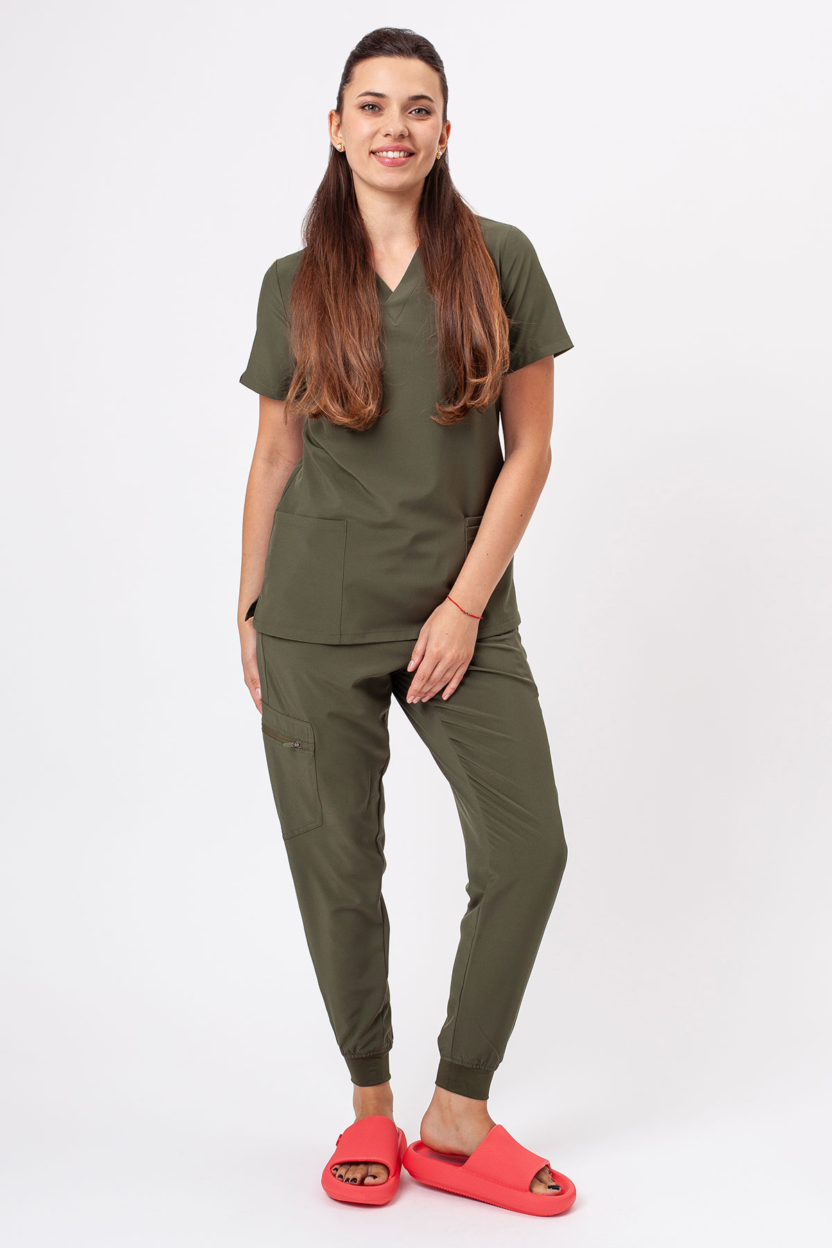 Bluza medyczna damska Sunrise Move Pulse oliwkowa-5