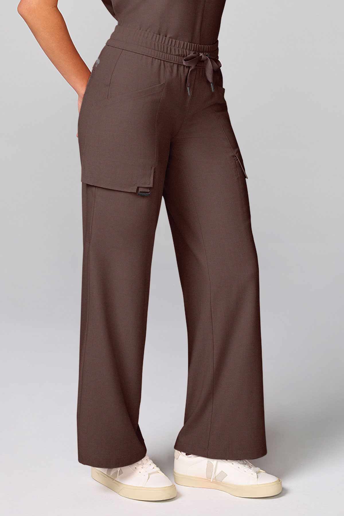 Spodnie medyczne damskie Healing Hands Wide Leg Petite brązowe-1