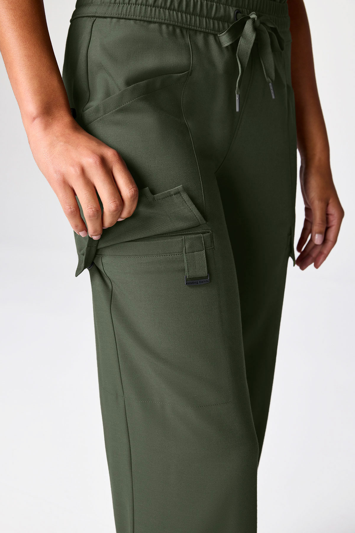 Spodnie medyczne damskie Healing Hands Quest Wide Leg oliwkowe-5