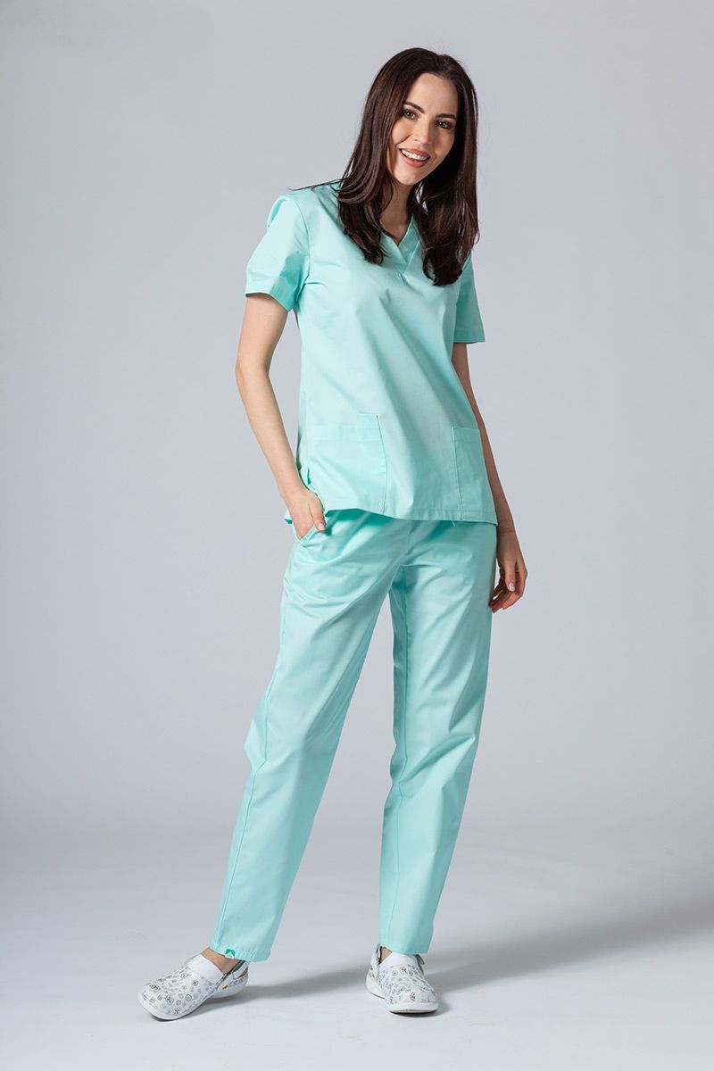 Spodnie medyczne damskie Sunrise Uniforms Basic Regular miętowe-3
