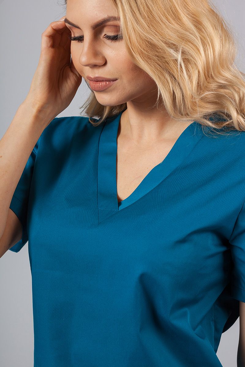 Bluza medyczna damska Sunrise Uniforms karaibski błękit taliowana-4