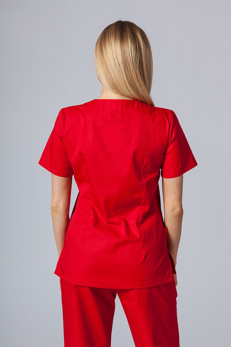 Bluza medyczna damska Sunrise Uniforms czerwona taliowana-1
