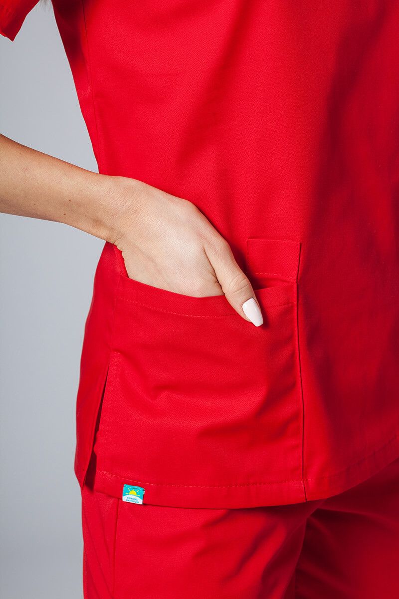 Bluza medyczna damska Sunrise Uniforms czerwona taliowana-2