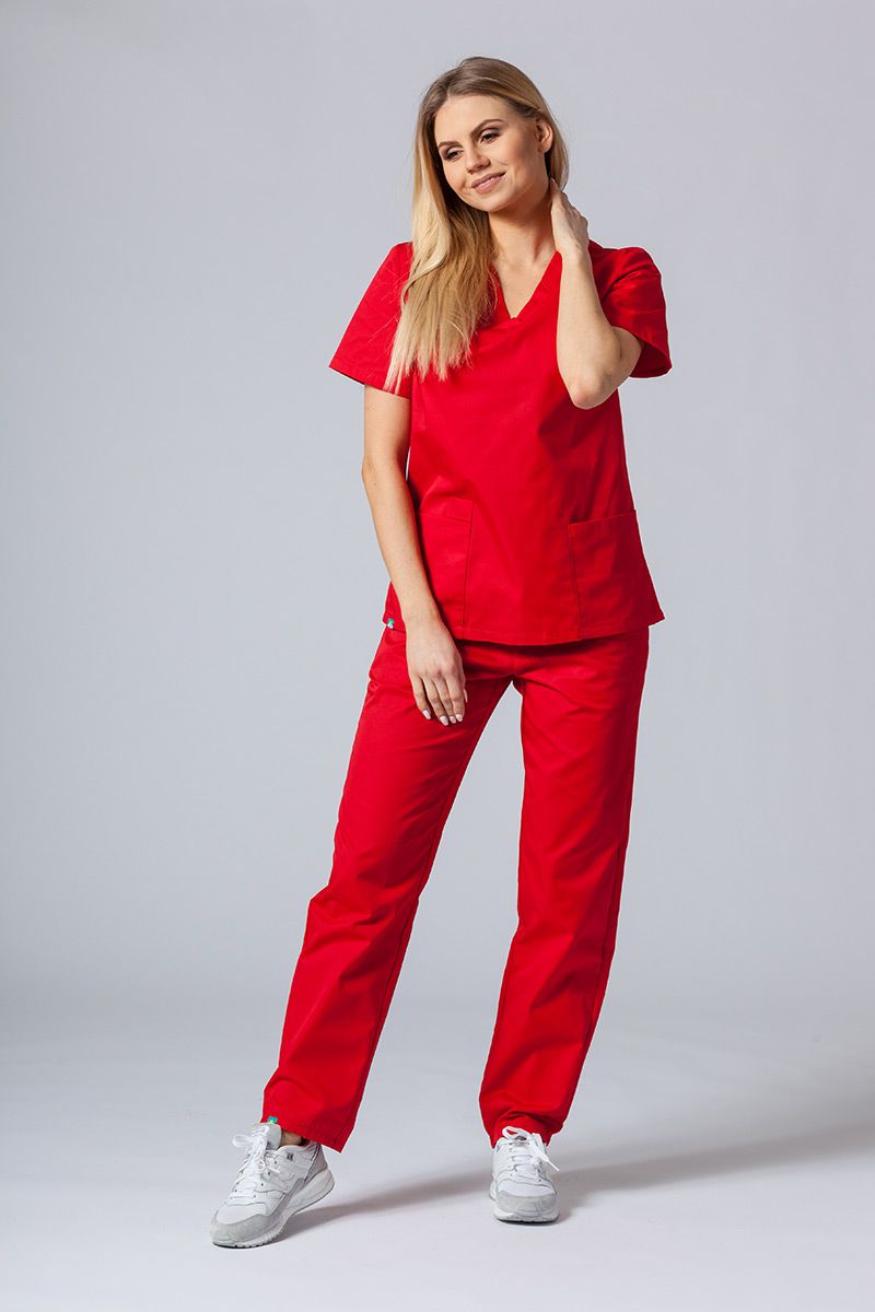 Bluza medyczna damska Sunrise Uniforms czerwona taliowana-3