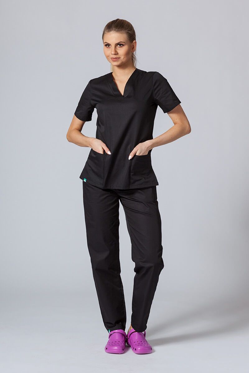 Bluza medyczna damska Sunrise Uniforms czarna taliowana-1