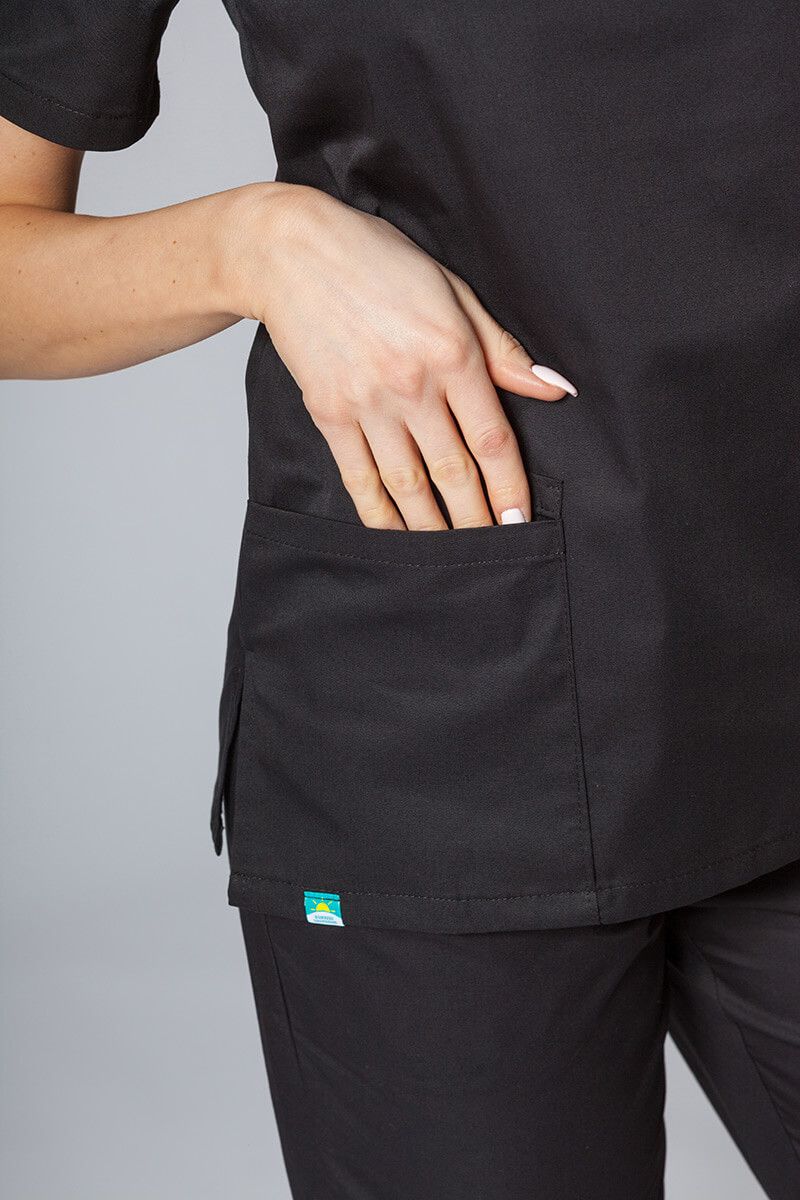 Bluza medyczna damska Sunrise Uniforms czarna taliowana-5