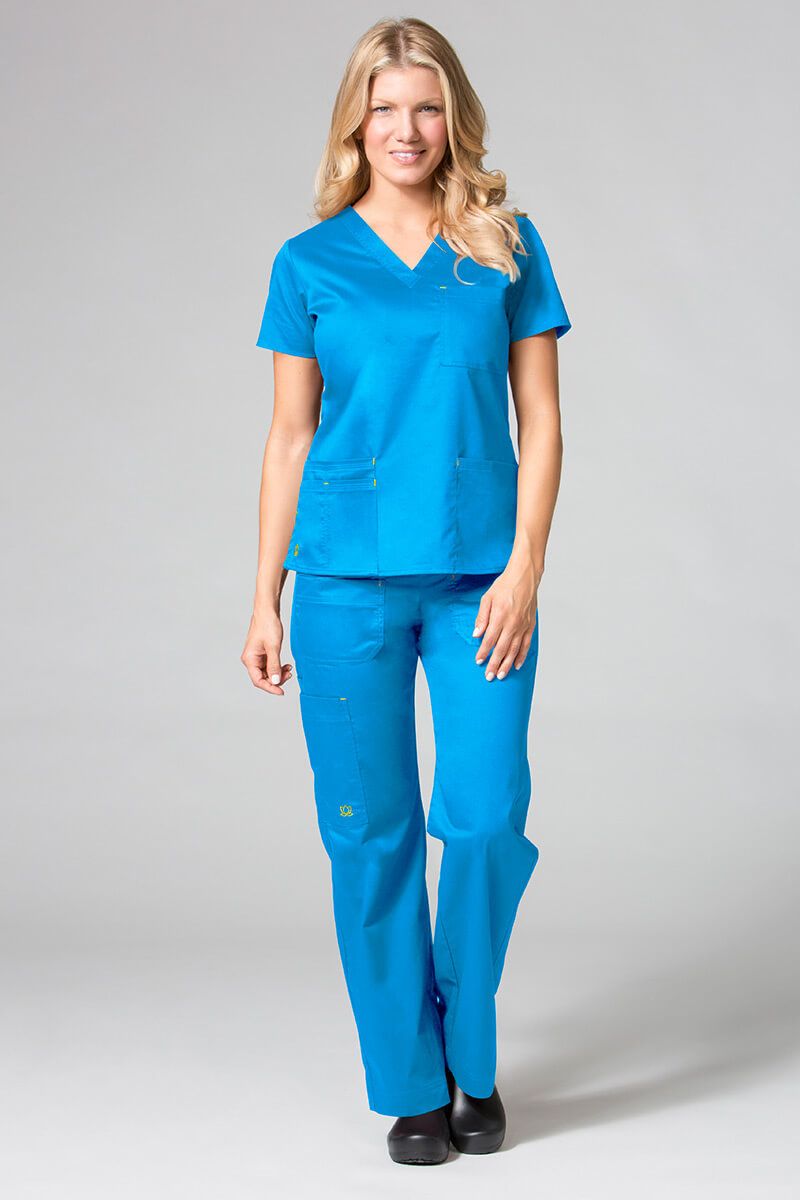 Spodnie medyczne damskie Maevn Blossom (elastic) niebieskie-1