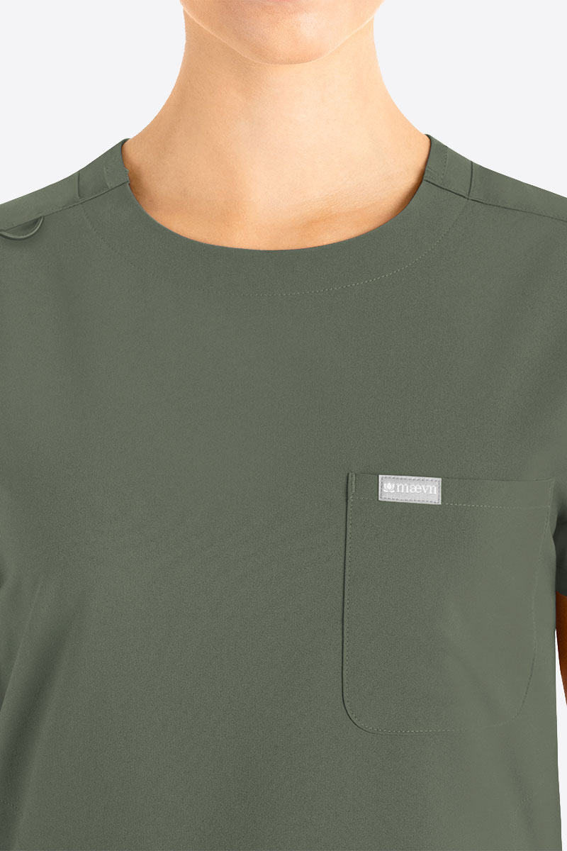 Bluza medyczna damska Maevn Momentum Round Neck oliwkowa-2