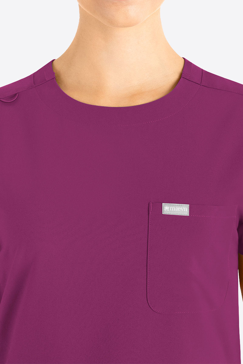 Bluza medyczna damska Maevn Momentum Round Neck wiśniowa-2