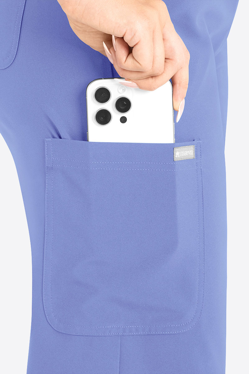 Spodnie medyczne damskie Maevn Momentum Wide Leg klasyczny błękit-3
