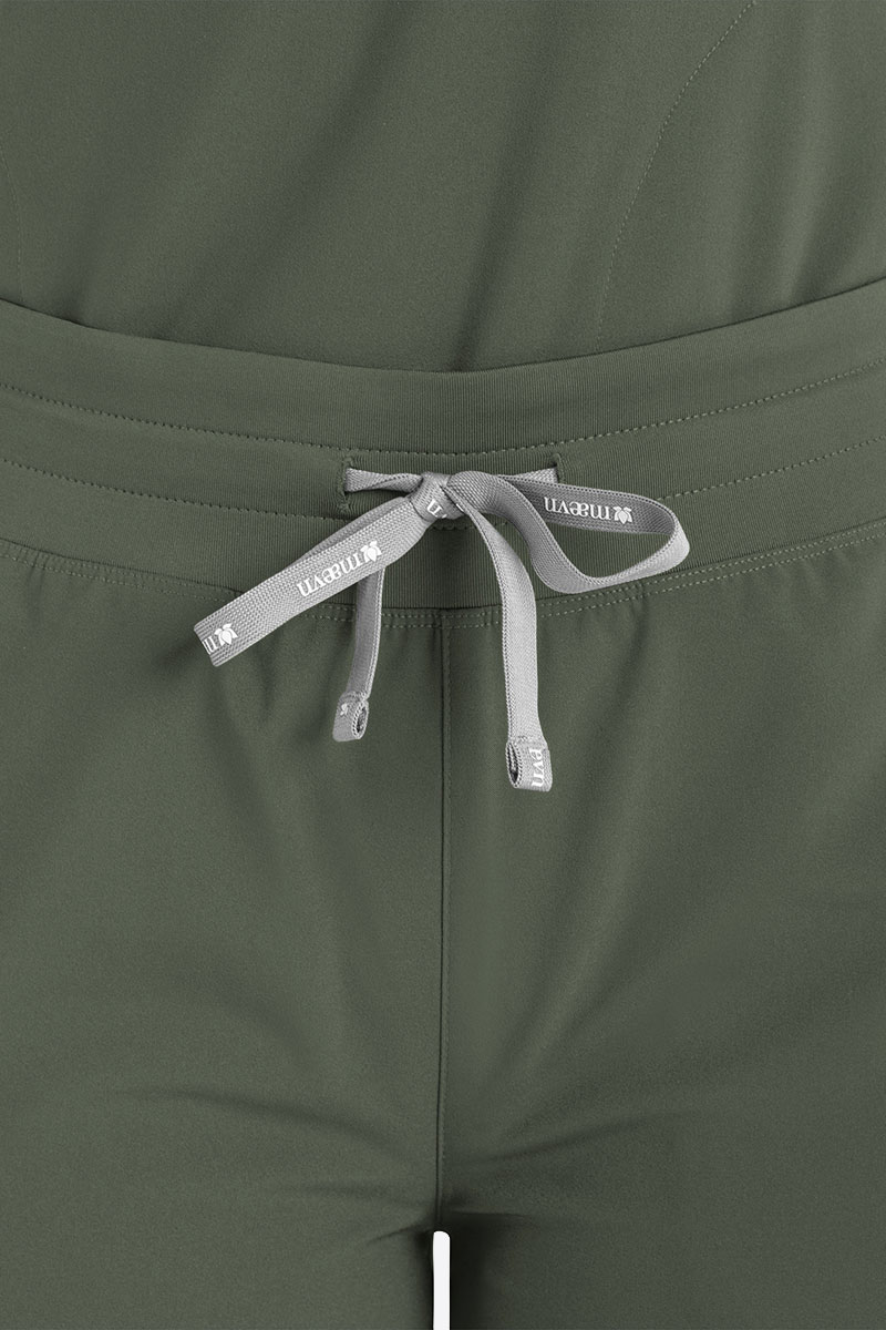 Spodnie medyczne damskie Maevn Momentum Wide Leg oliwkowe-2