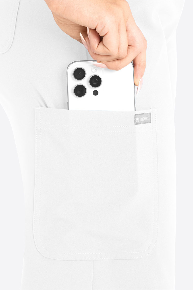 Spodnie medyczne damskie Maevn Momentum Wide Leg białe-3