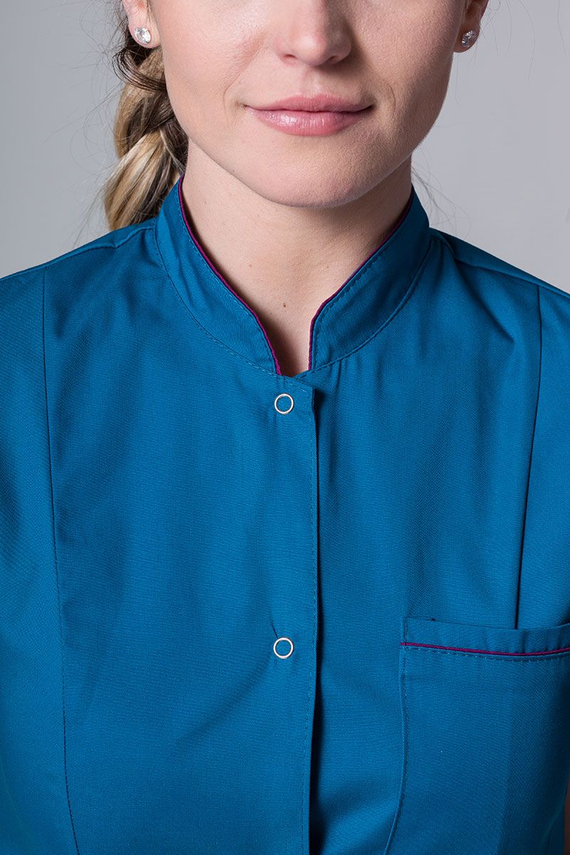 Żakiet ze stójką Sunrise Uniforms karaibski błękit z oberżynową lamówką-3