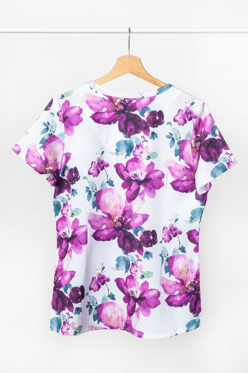 Kolorowa bluza damska Maevn Prints fioletowy ogród-1