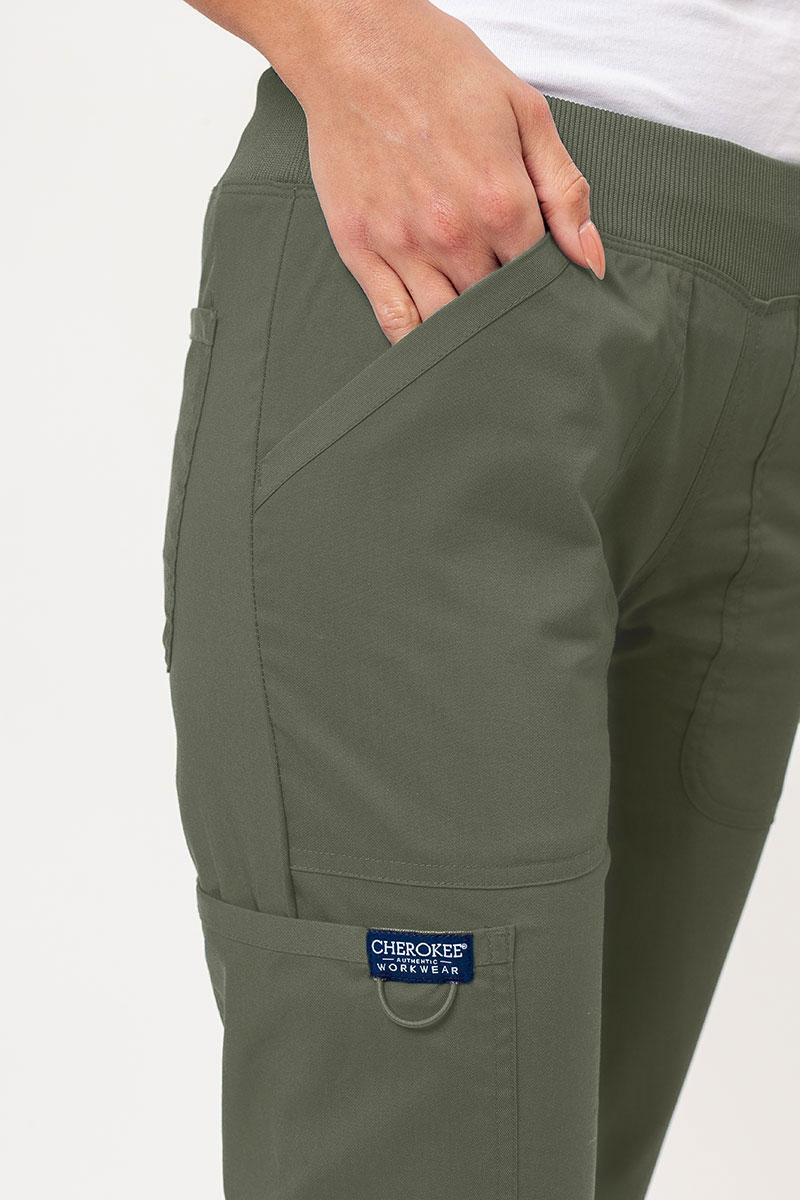 Spodnie medyczne damskie Cherokee Revolution Straight Leg oliwkowe-3