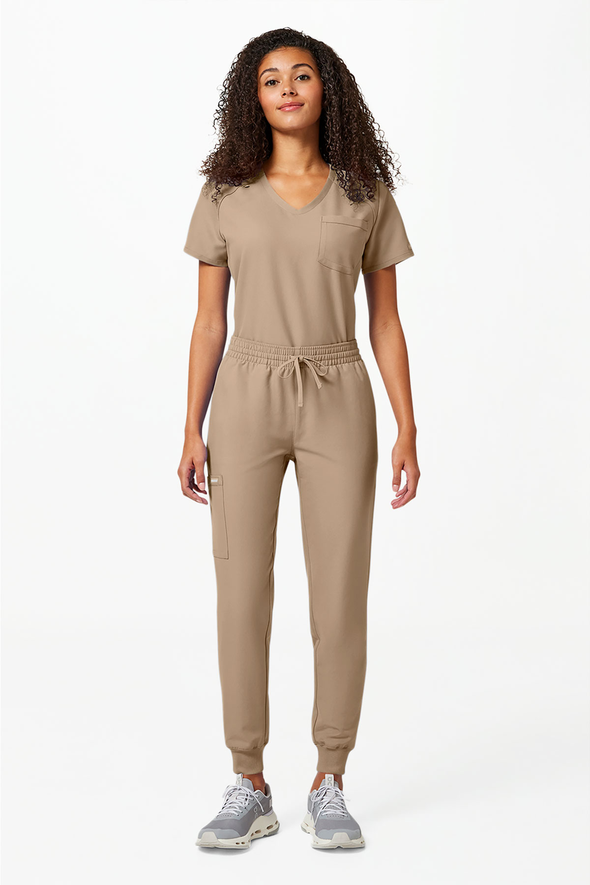 Spodnie medyczne damskie Cherokee Originals Ultra jogger beżowe-5