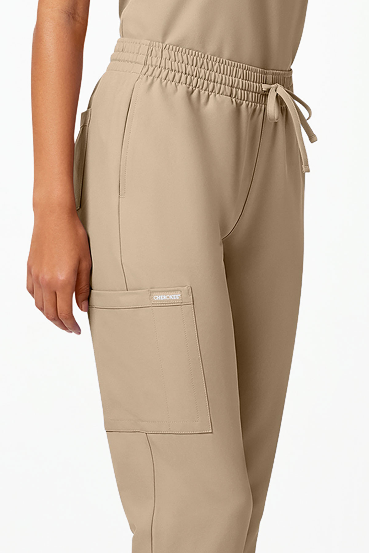 Spodnie medyczne damskie Cherokee Originals Ultra jogger beżowe-4