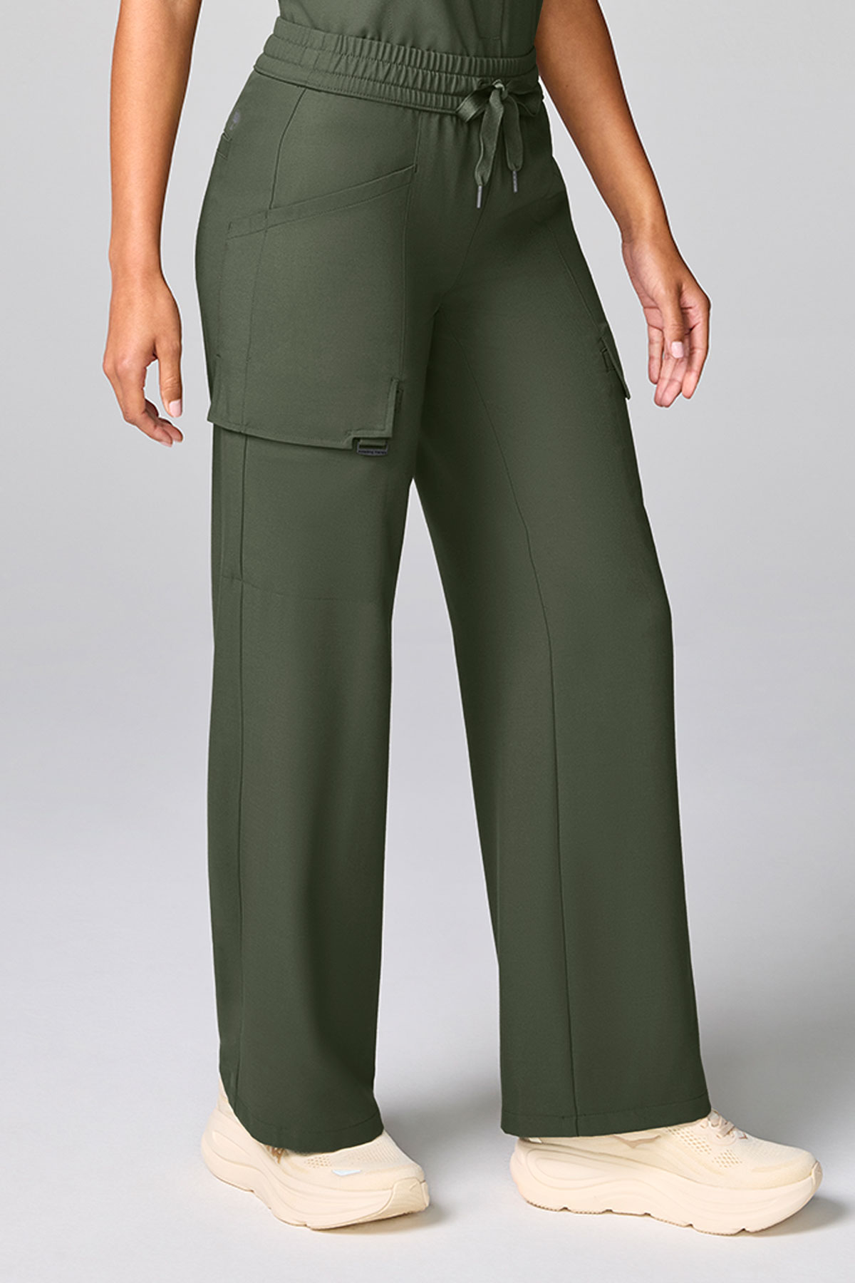 Spodnie medyczne damskie Healing Hands Wide Leg Petite oliwkowe-1