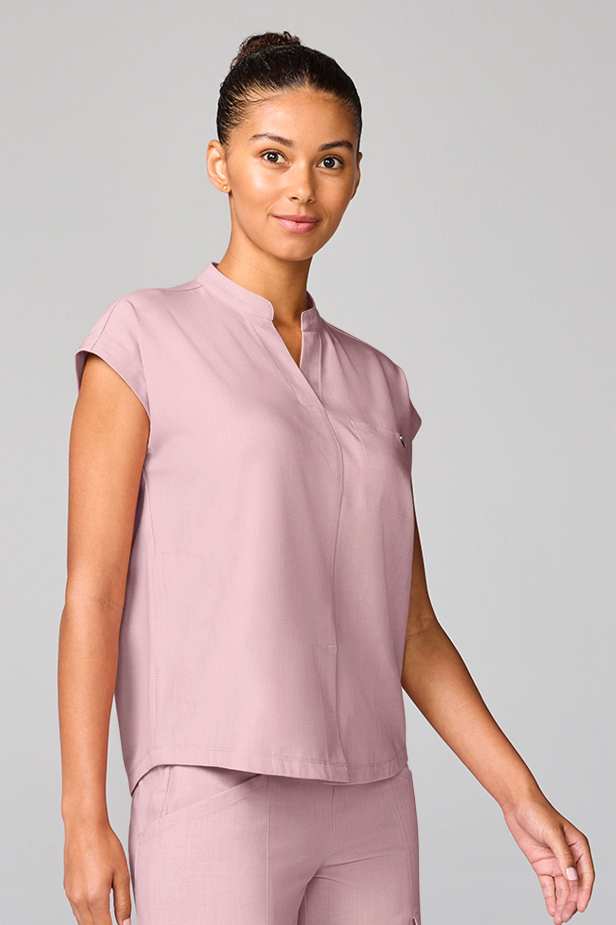 Bluza medyczna damska Healing Hands Mandarin Collar perłowy róż-1