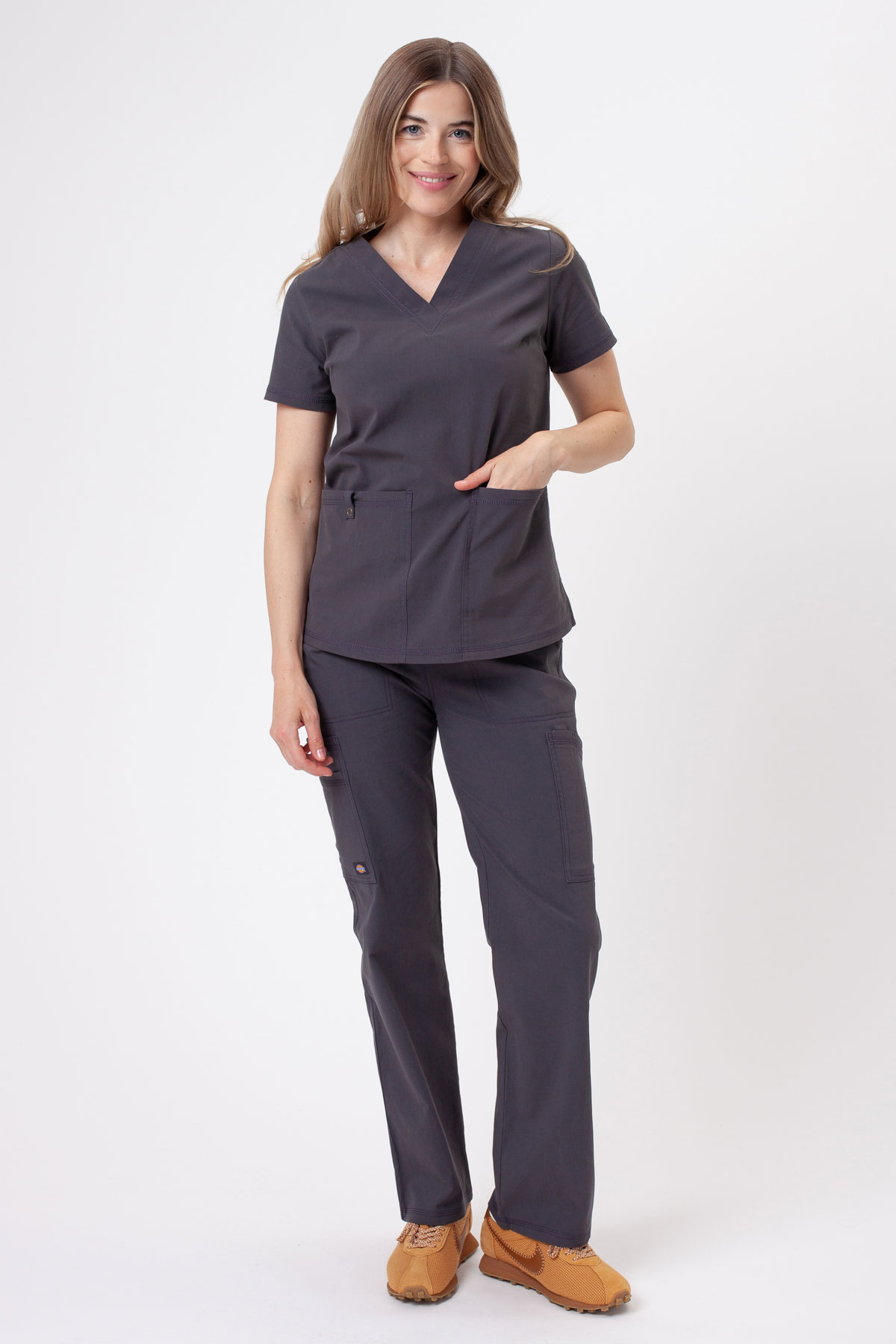 Bluza medyczna damska Dickies Forge V-neck szara-4