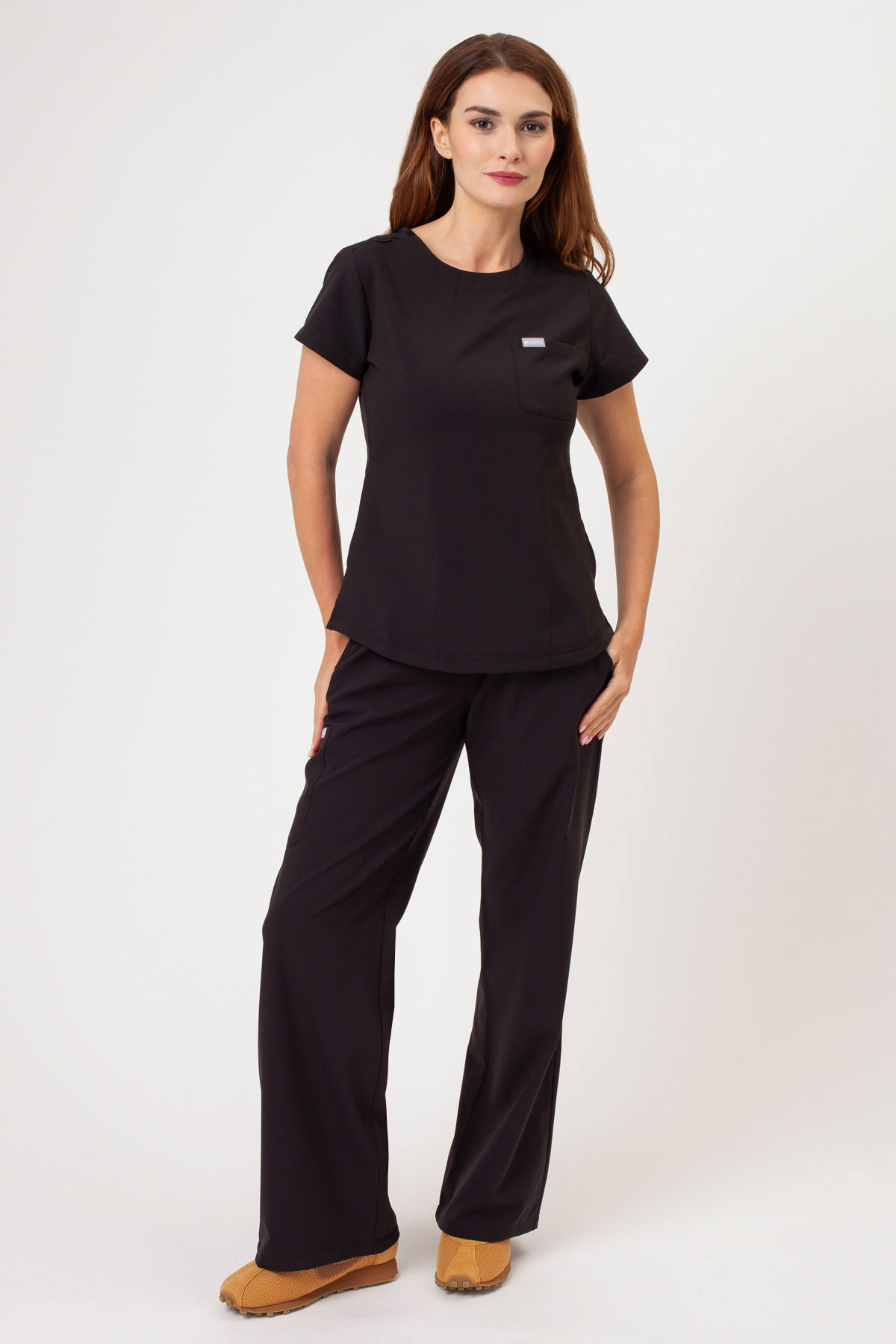 Spodnie medyczne damskie Maevn Momentum Wide Leg czarne-5