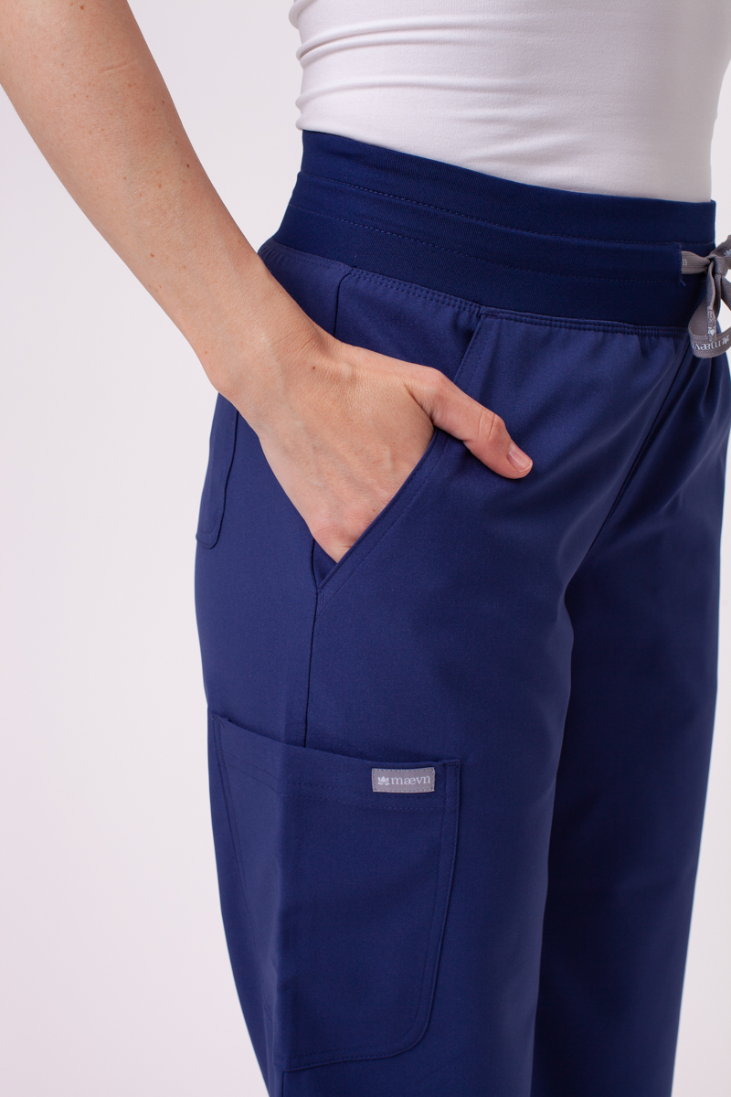 Spodnie medyczne damskie Maevn Momentum Wide Leg ciemny granat-4