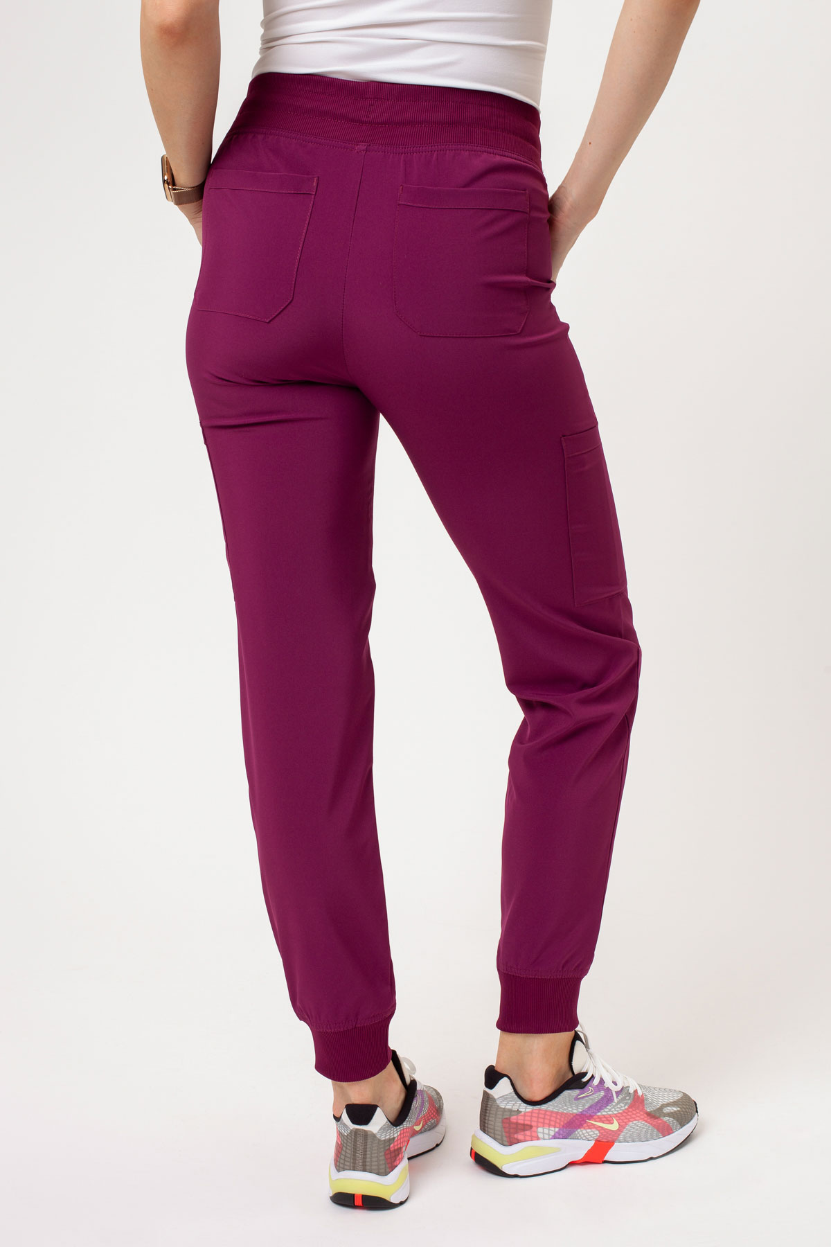 Spodnie medyczne damskie Dickies EDS Essentials Mid Rise jogger wiśniowe-2