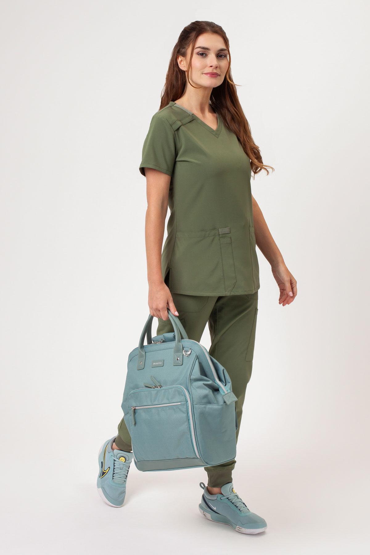 Bluza medyczna damska Dickies EDS Essentials V-neck oliwkowa-1