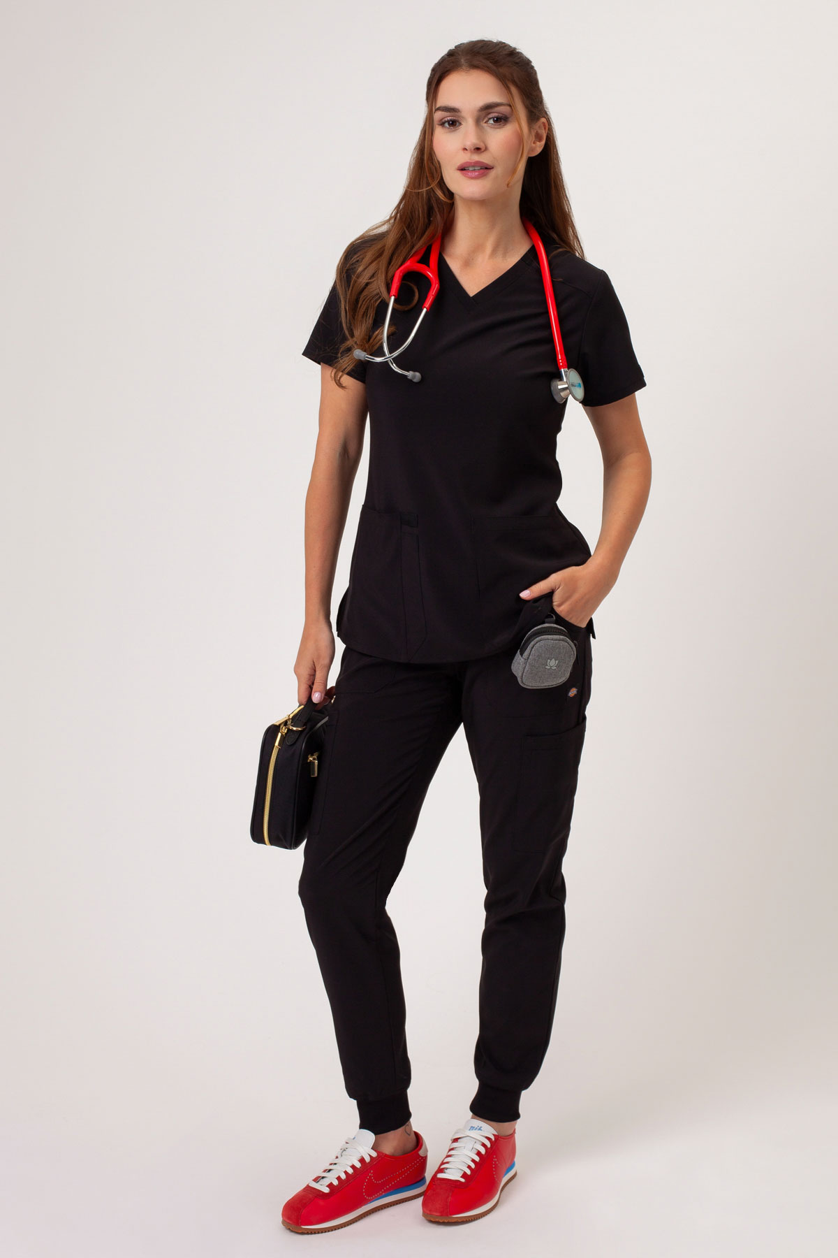 Bluza medyczna damska Dickies EDS Essentials V-neck czarna-6