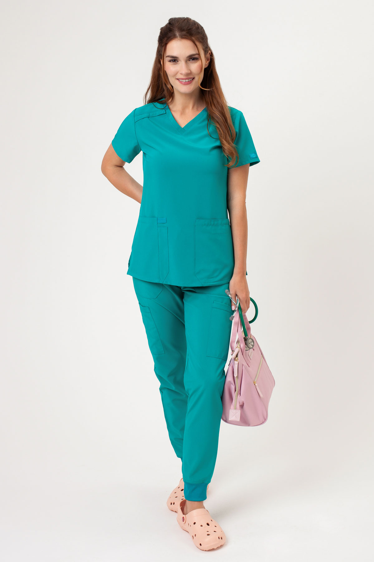 Bluza medyczna damska Dickies EDS Essentials V-neck morski błękit-1