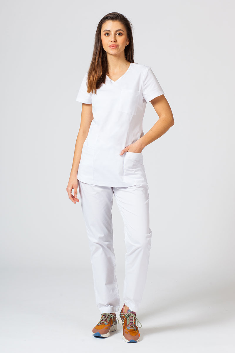 Bluza medyczna damska Sunrise Uniforms Fit (elastic) biała-5