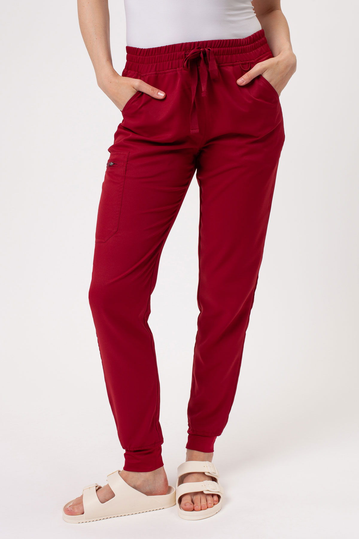 Komplet medyczny damski Sunrise Lite Fit jogger burgundowy-8