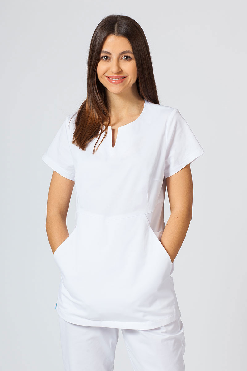 Komplet medyczny damski Sunrise Uniforms Active (bluza Kangaroo, spodnie Loose) biały-2