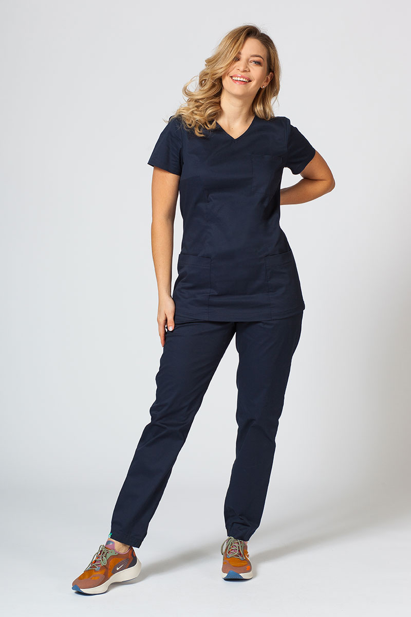 Bluza medyczna damska Sunrise Uniforms Fit (elastic) ciemny granat-5