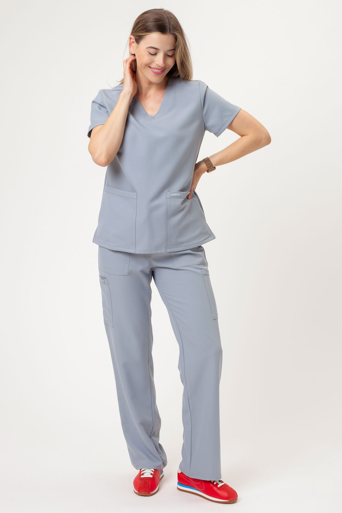 Komplet medyczny damski Cherokee Ultra V-neck popielaty-1