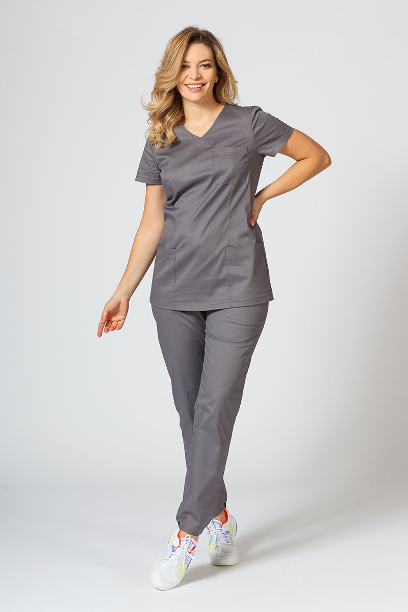 Bluza medyczna damska Sunrise Uniforms Fit (elastic) szara-2