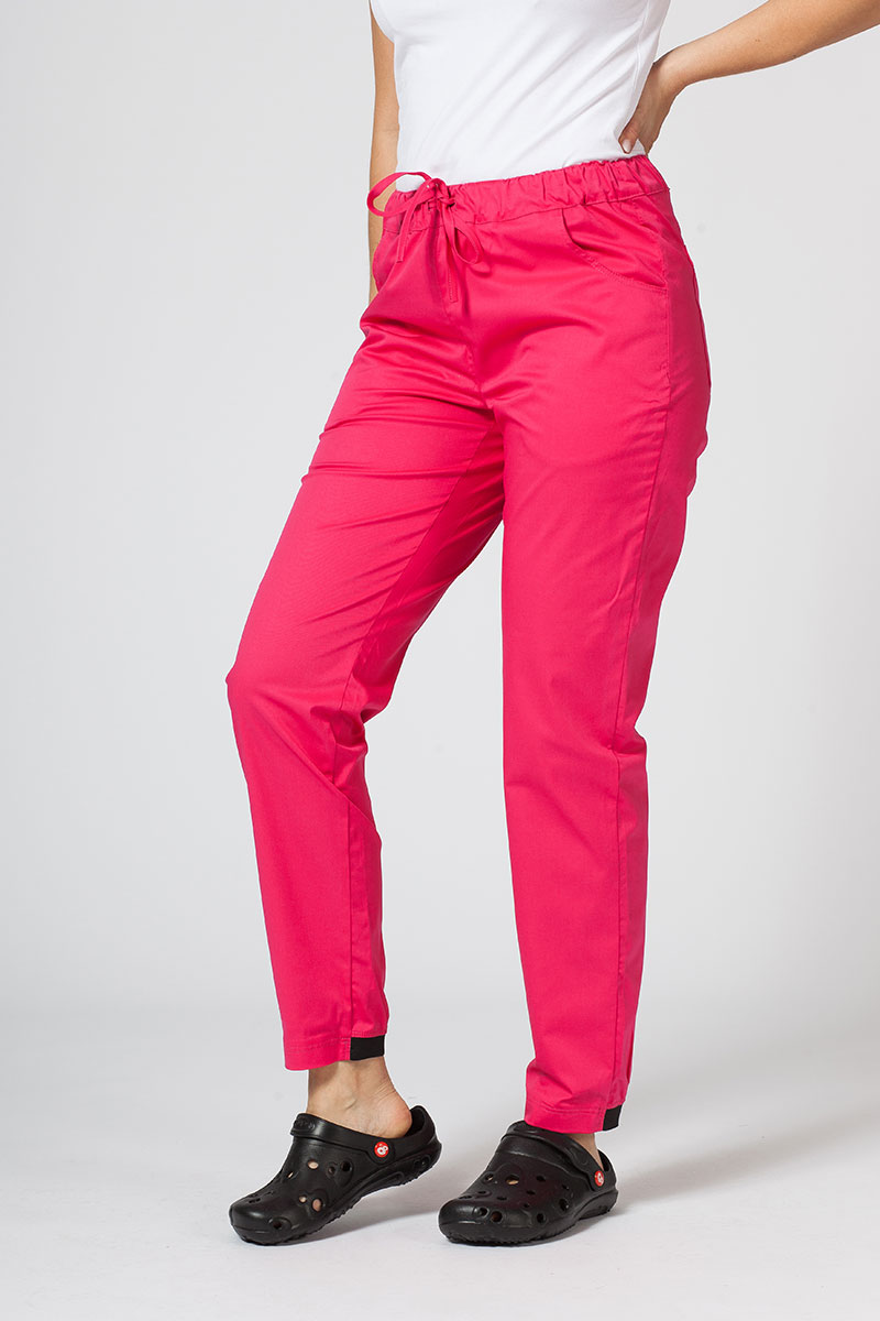 Komplet medyczny damski Sunrise Uniforms Active (bluza Kangaroo, spodnie Loose) malinowy-4
