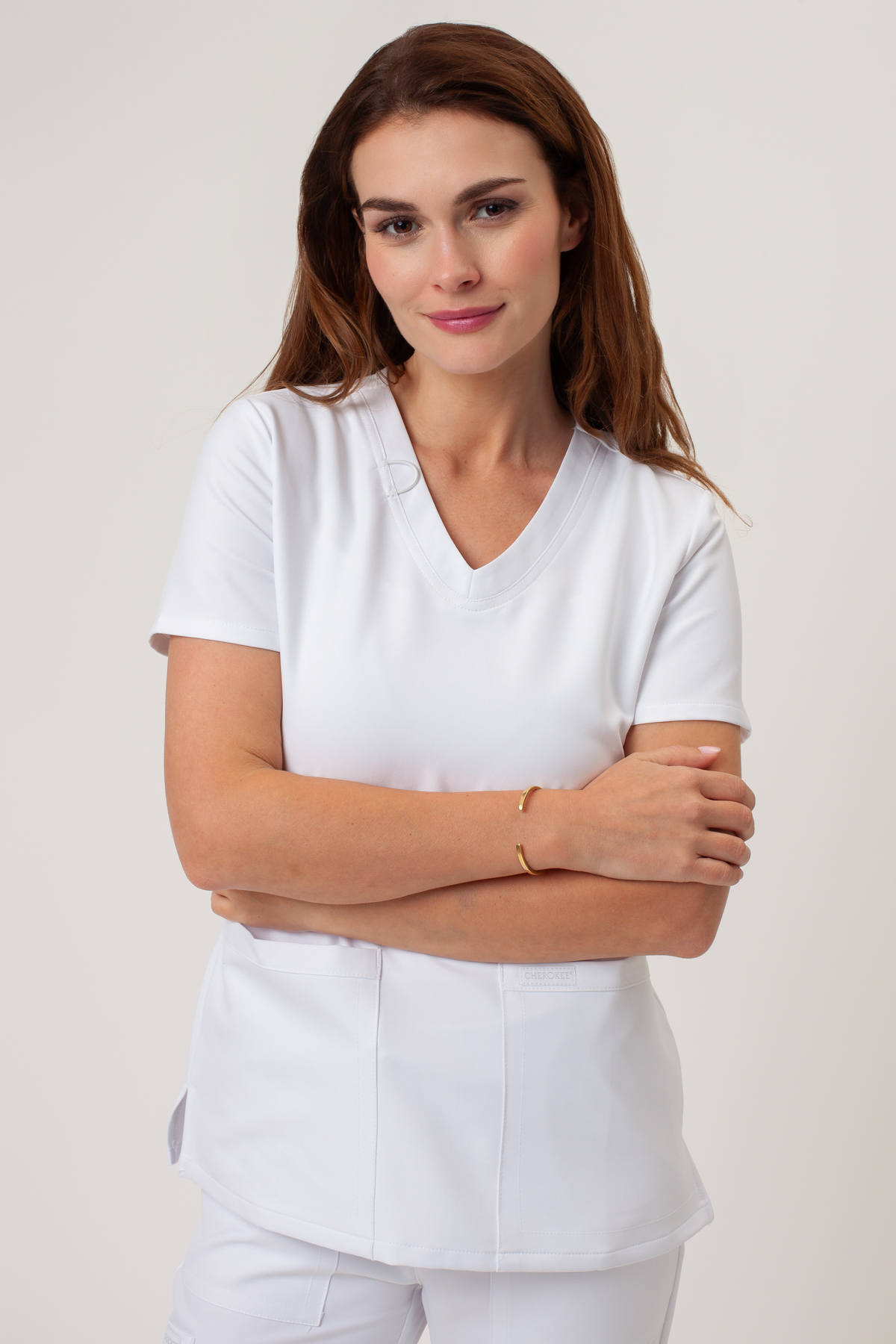 Bluza medyczna damska Cherokee Ultra V-neck Top biała-1