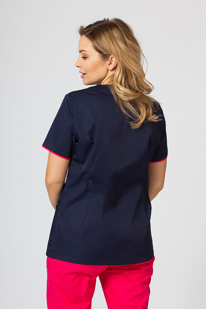 Bluza medyczna damska na zamek Sunrise Uniforms ciemny granat/malina-2