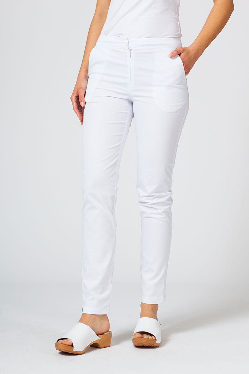 Spodnie medyczne damskie Sunrise Uniforms Slim (elastic) białe-3