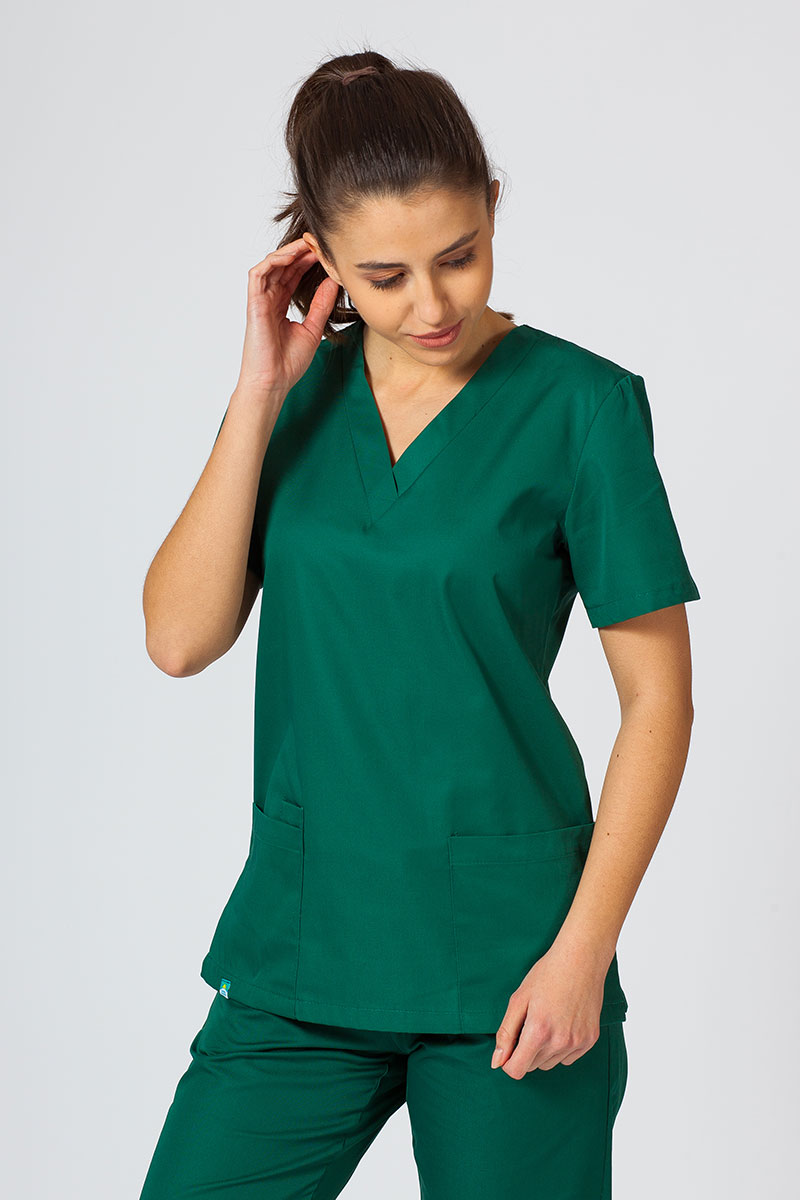 Komplet medyczny damski Sunrise Uniforms Basic Classic (bluza Light, spodnie Regular) butelkowa zieleń-2