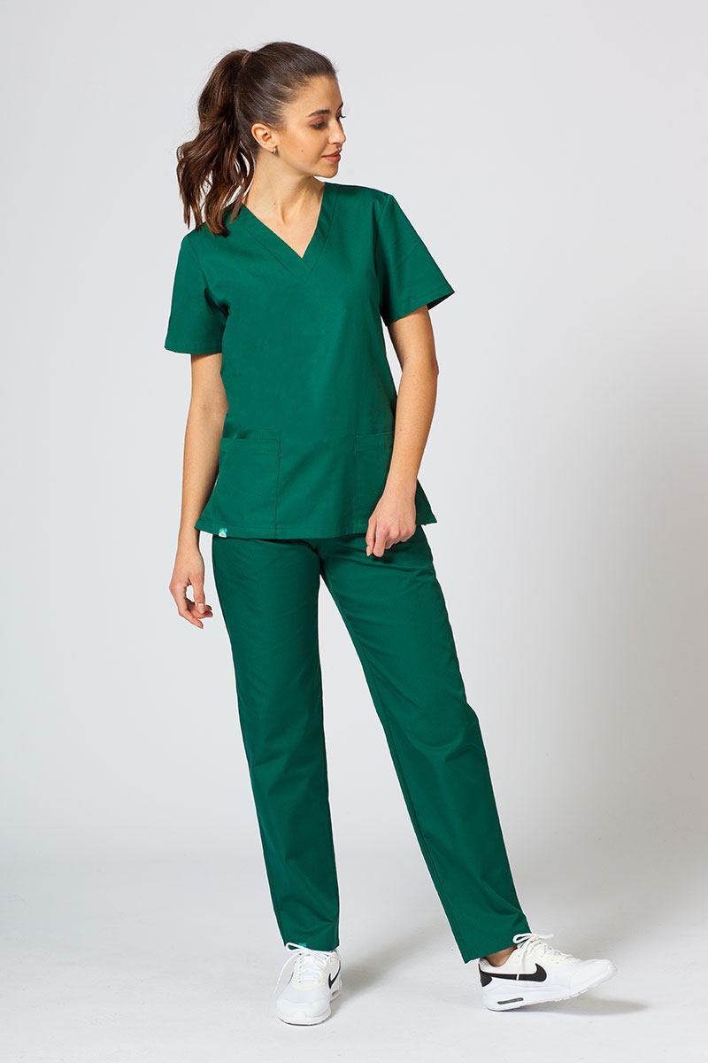 Bluza medyczna damska Sunrise Uniforms butelkowa zieleń taliowana-4