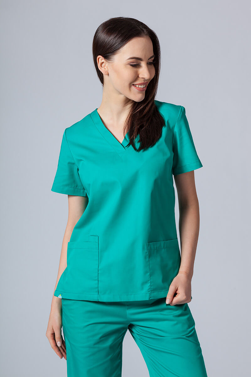 Komplet medyczny damski Sunrise Uniforms Basic Classic (bluza Light, spodnie Regular) zielony-2